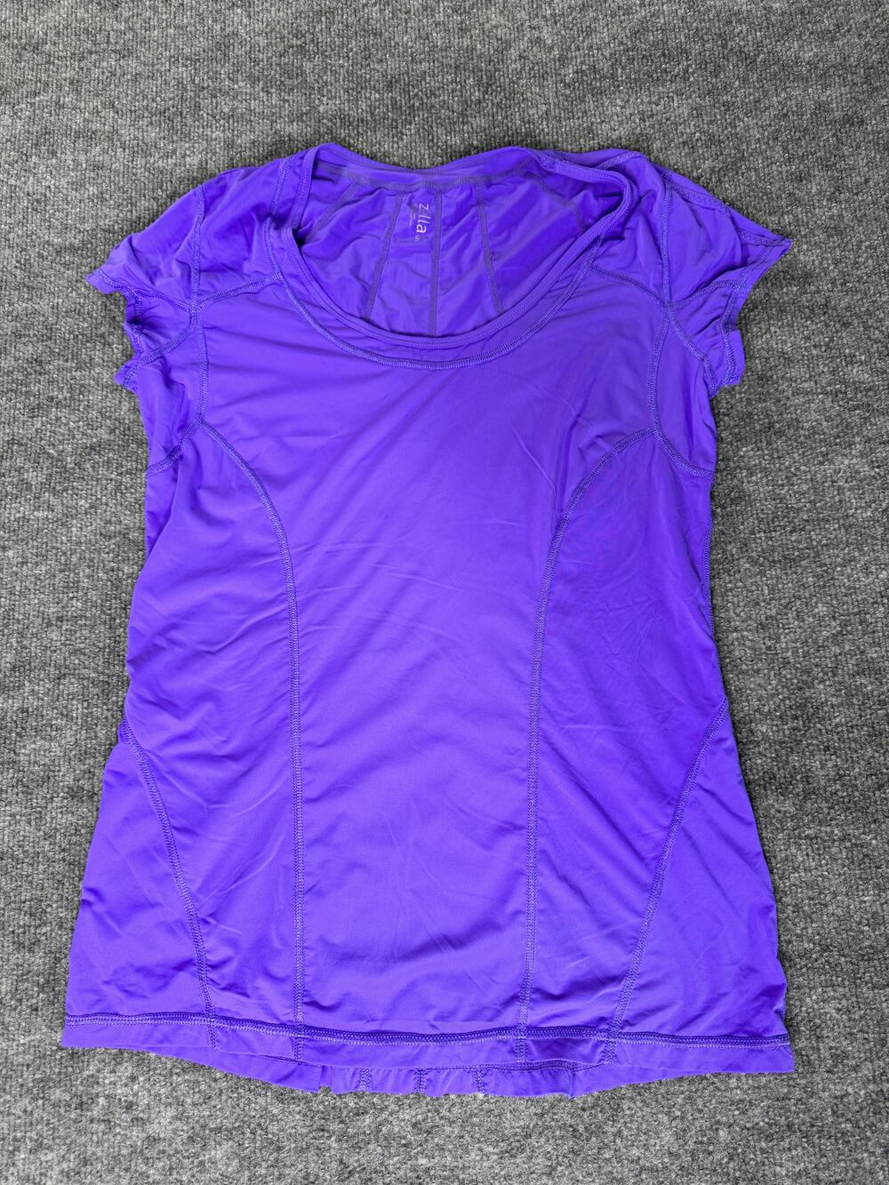 Zella Shirt Womens Large Purple Short Sleeve Scoop Neck Athletic Top Gym Workout